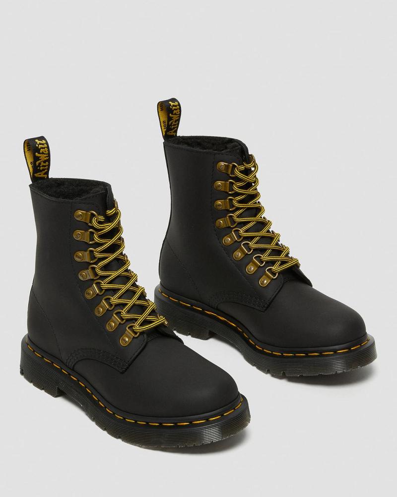 Botas de Invierno Dr Martens 1460 Pascal DM's Wintergrip Cuero Mujer Negros | MX 509BEX